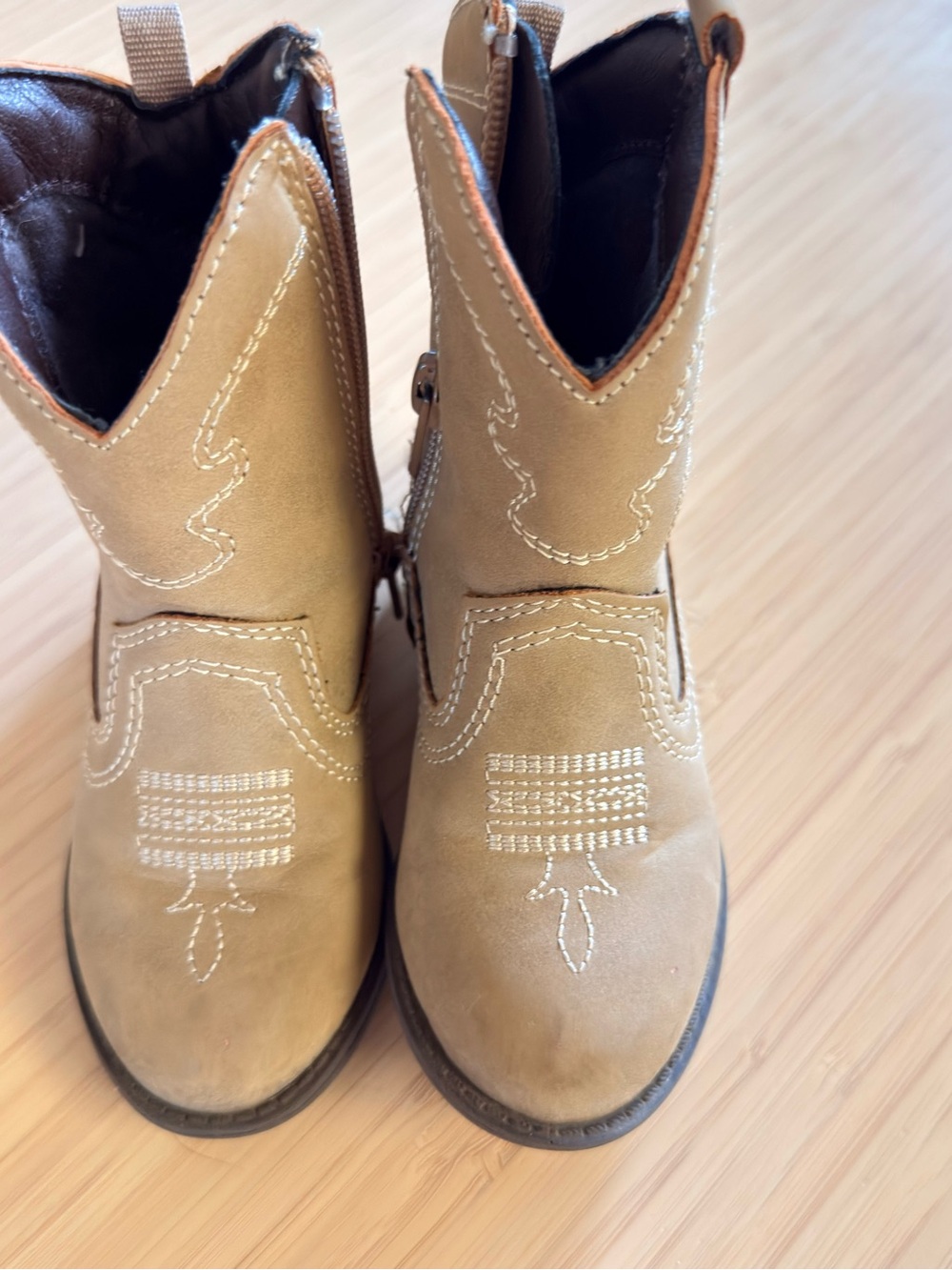 Joe Fresh Tan Kids Cowboy Boots with White Stitching